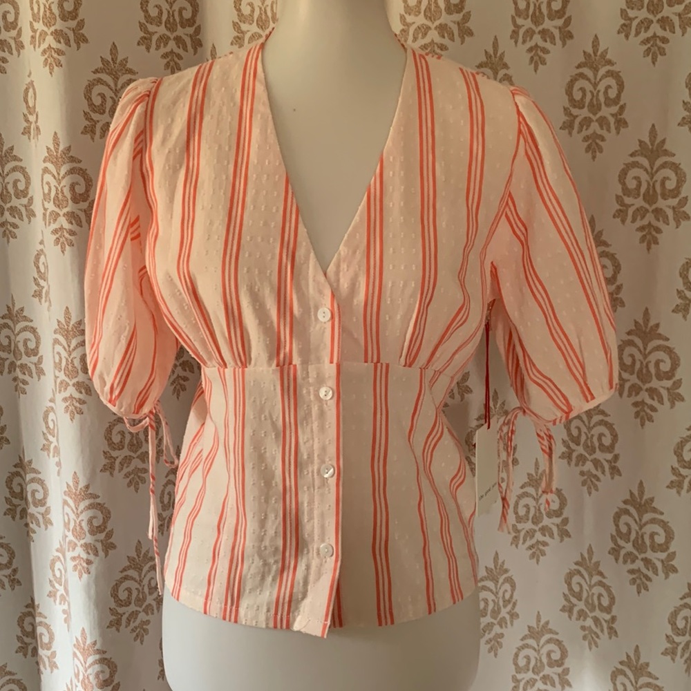The Good Jane Cantaloupe Lea Striped Top S/M? NWT